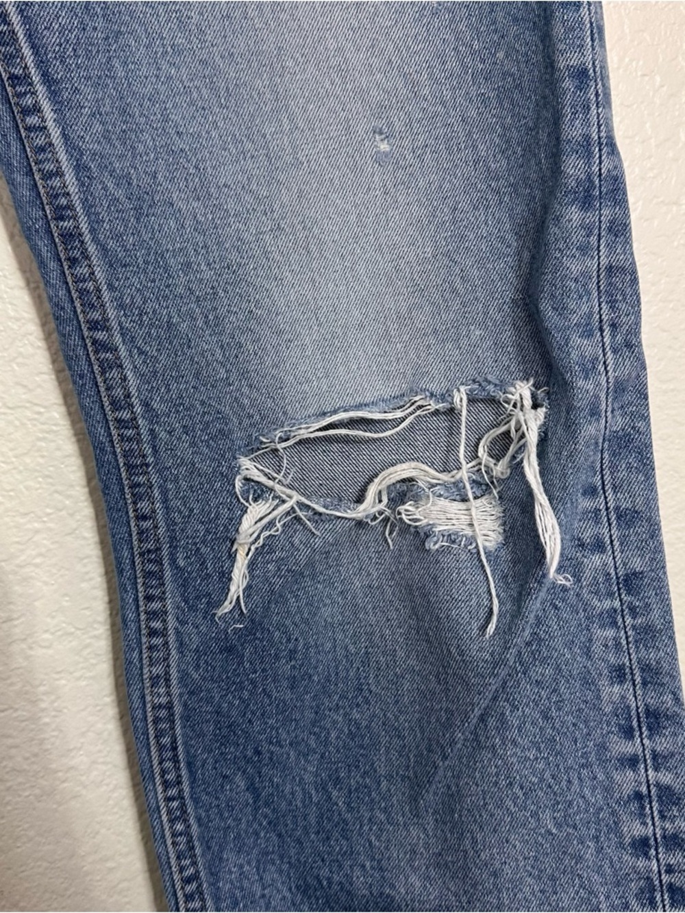 Moussy Vintage Odessa Distressed Wide Straight Leg in Blue Size 26 - Picture 5 of 11